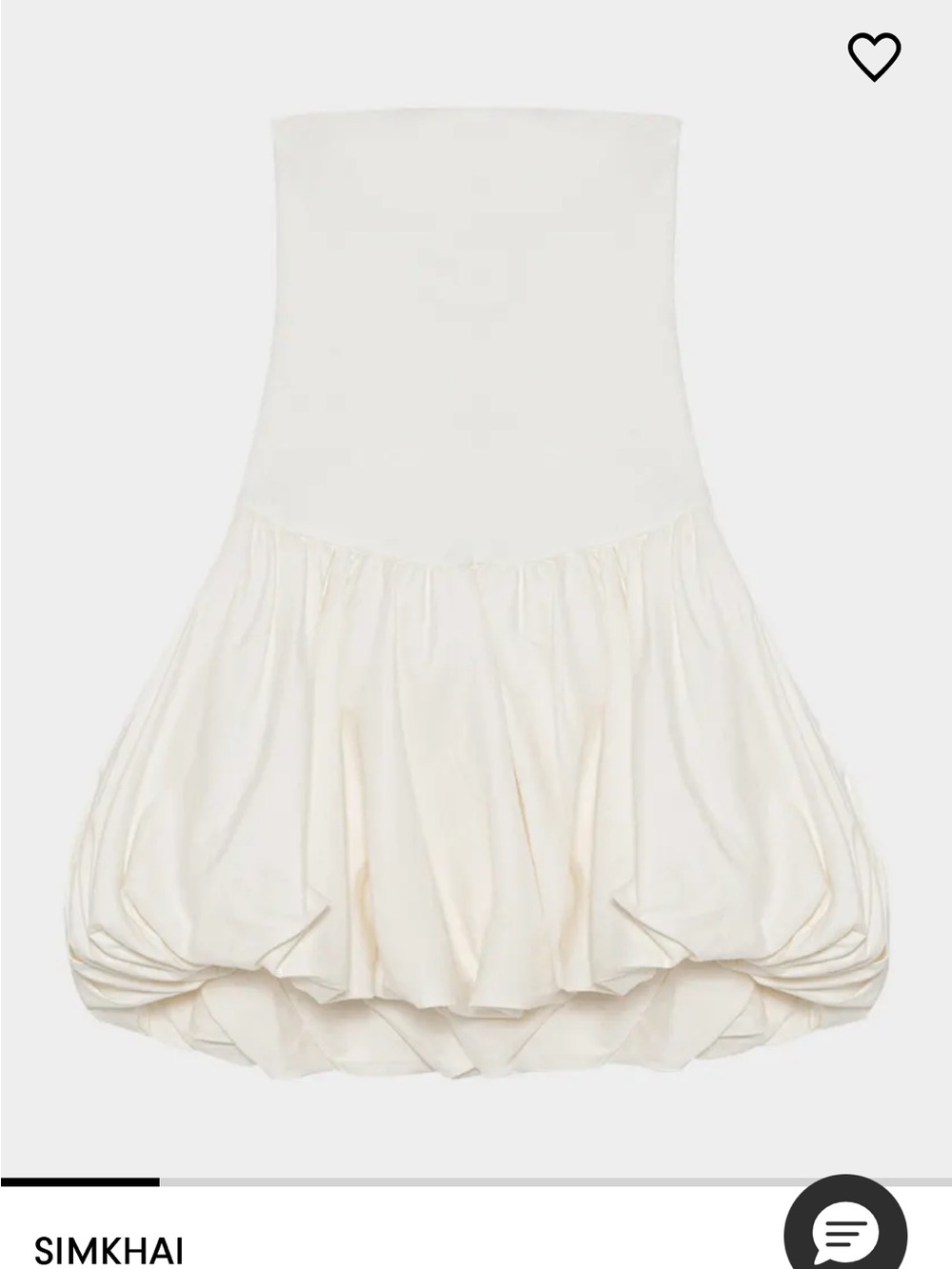 SIMKHAI Cream Strapless Bubble Hem Mini Dress